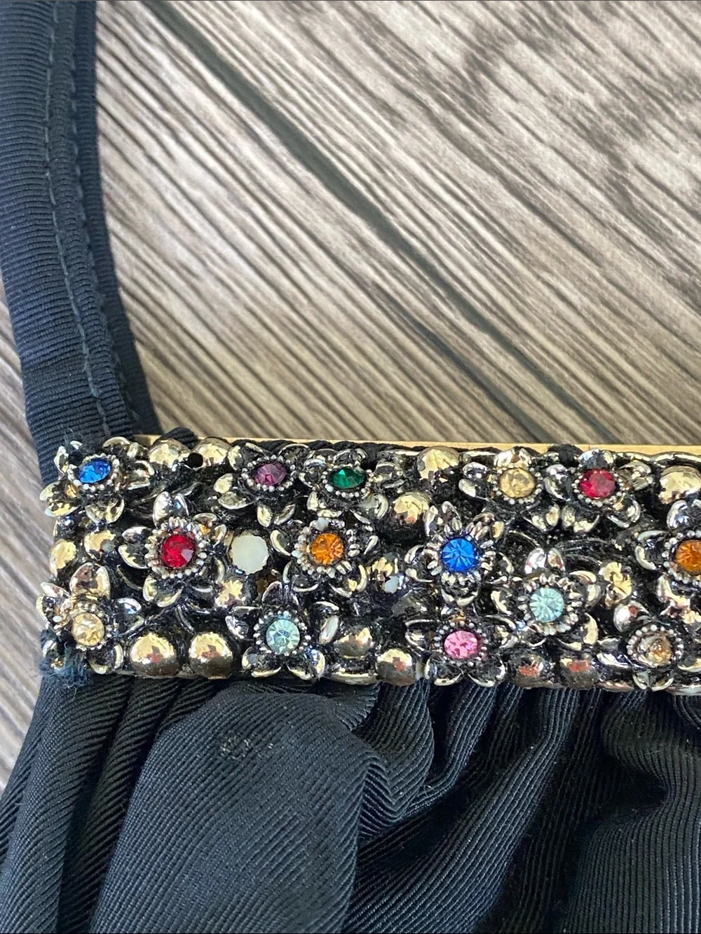 Vintage Elegant Black Evening Handbag with Jeweled Frame Guild Creations